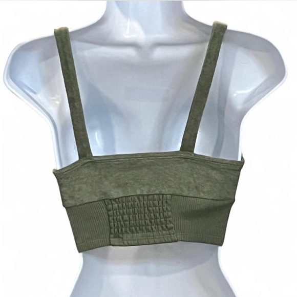 American Eagle Outfitters Green Terry Cloth Key Hole Crop Top - Picture 2 of 5